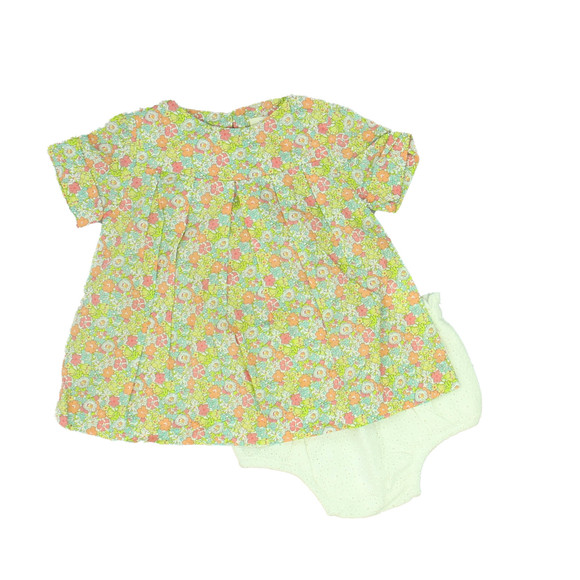 Poppy Rose Girls Green | Peach Dress size: 62cm (6 Months) - Picture 1 of 1